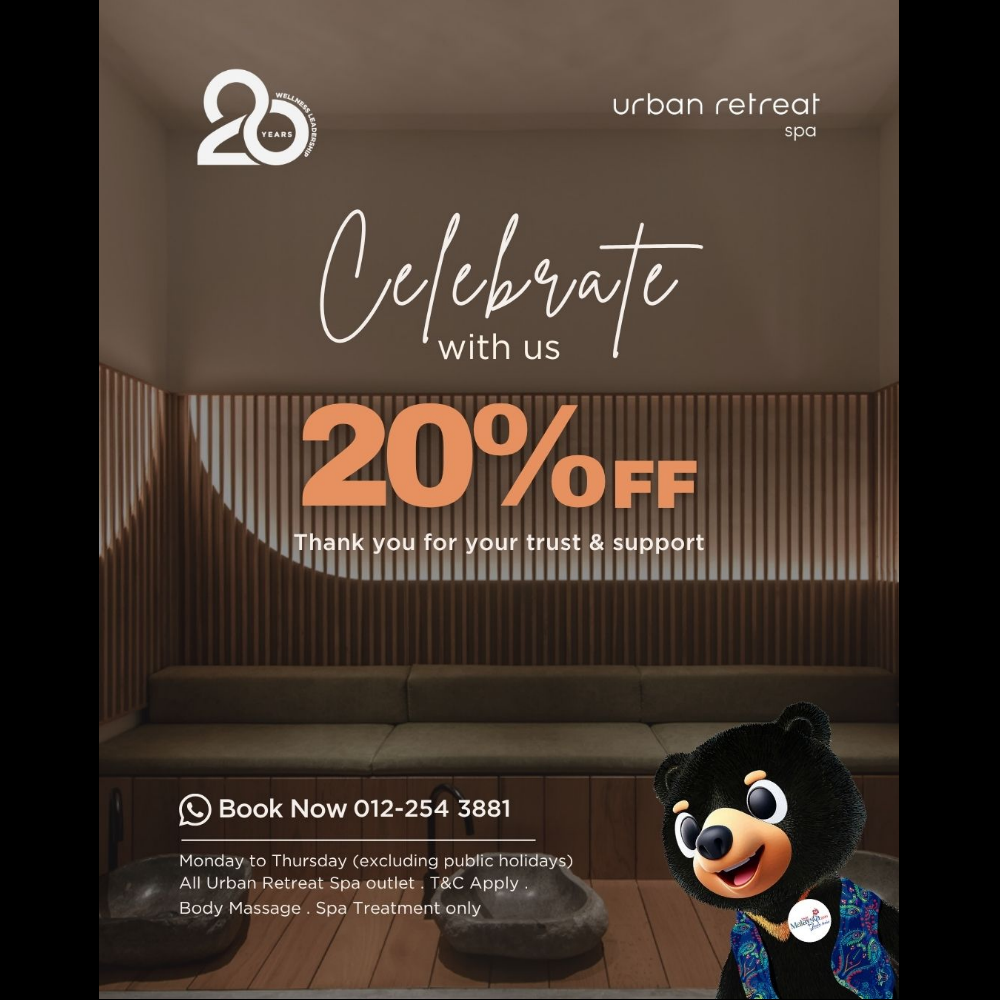 Enjoy 20% Off for any body massage and spa treatment